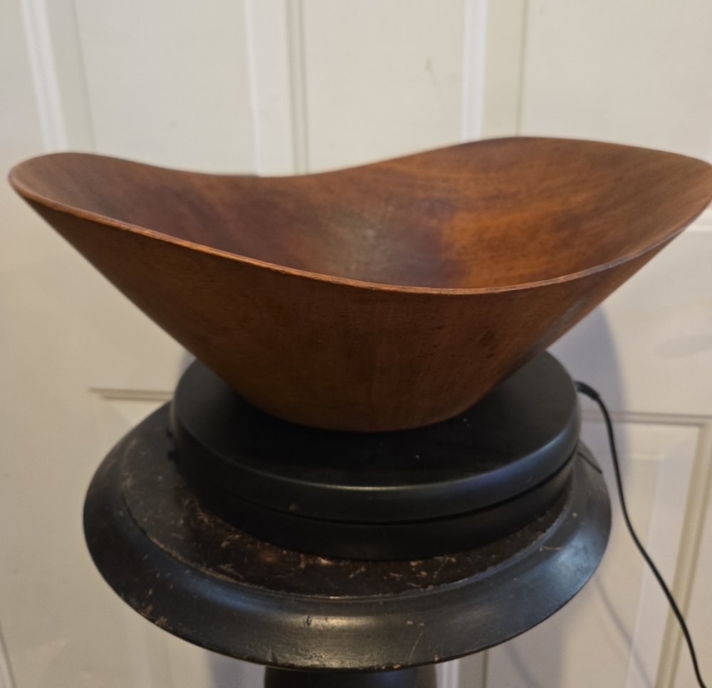 Scandinavian Hand-Carved Wooden Decorative Bowl Mid Century Modern